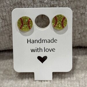 New Glitter Sports Softball Mom  Stud Post Earrings Bling‎